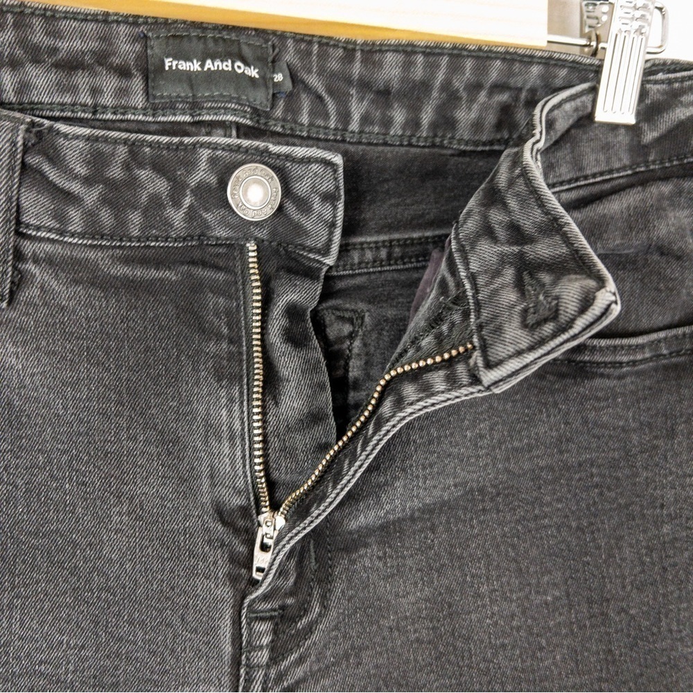 Frank and Oak Womens Size 28 Debbie Skinny Jean Black Stretch Mid Rise Washed - Picture 7 of 10